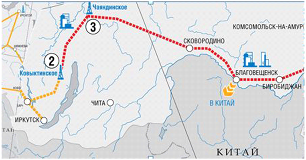 Схема газопровода сила сибири 2 на карте