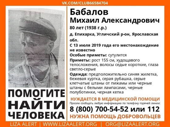 Ярославские волонтеры ищут пропавшего 80-летнего дедушку
